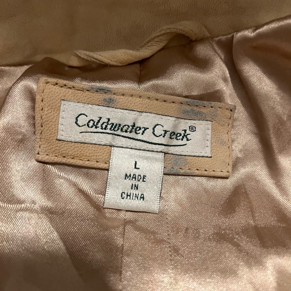 Coldwater Creek Beige Leather Jacket with Fringe - Picture 6 of 6